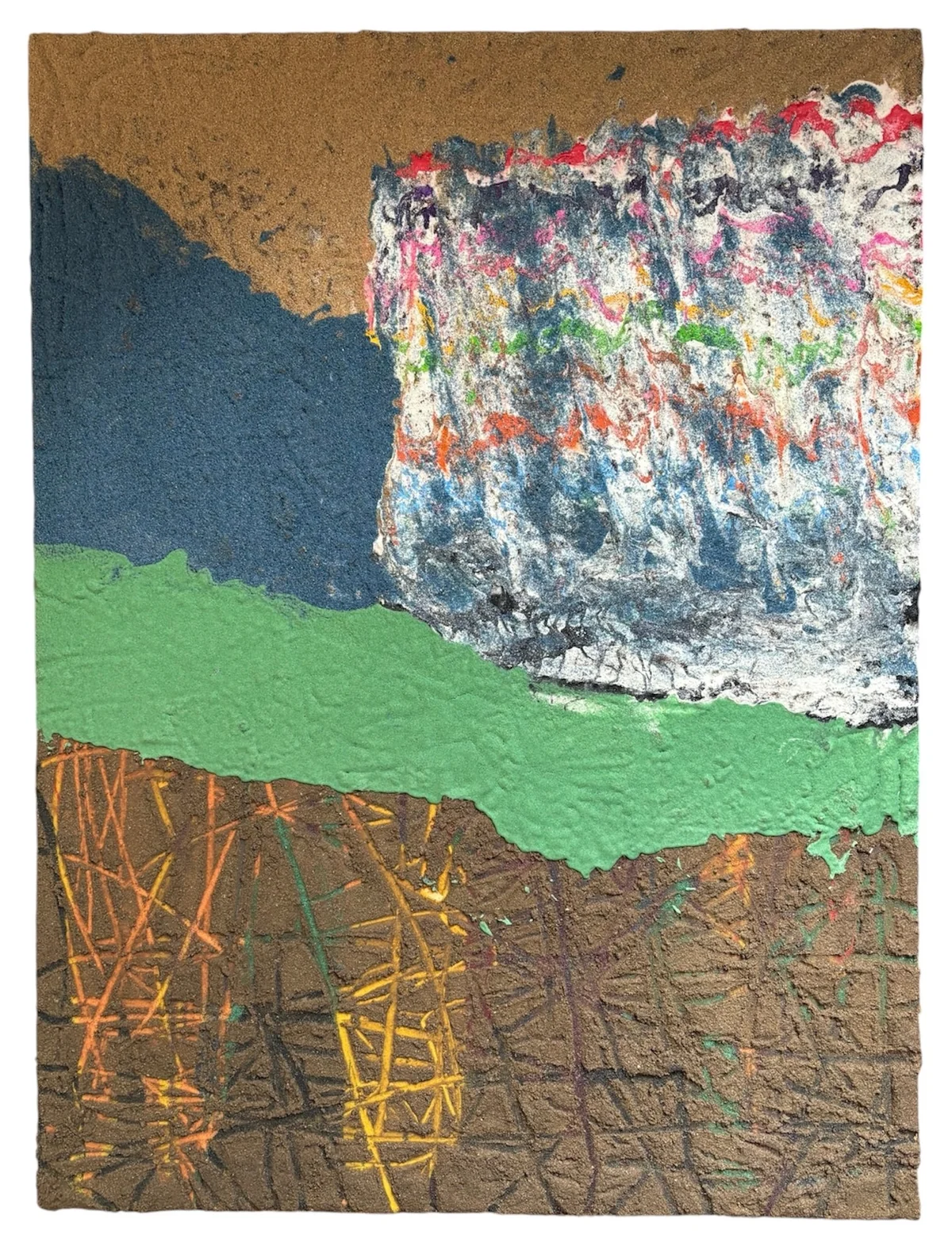 Untitled - mixed media, sand, spray paint, on canvas 91cm by 122cm