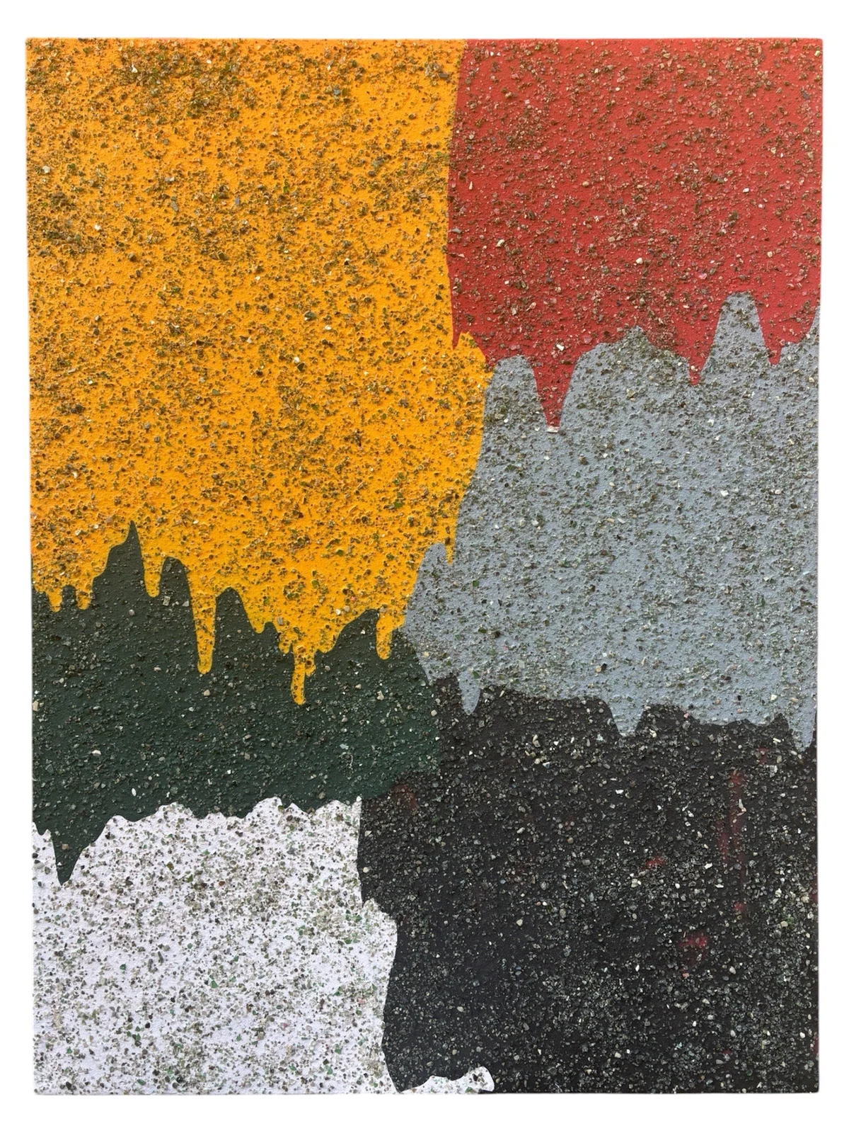 Untitled - mixed media , sand , recycled glass on canvas 91cm by 122cm