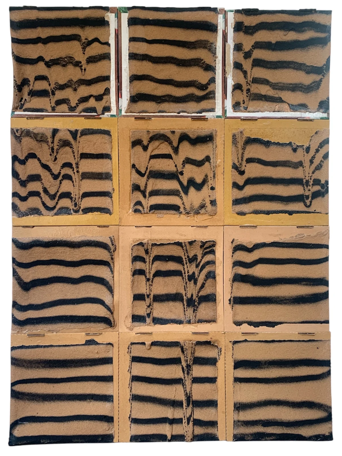 Waves series - mixed media on pizza boxes