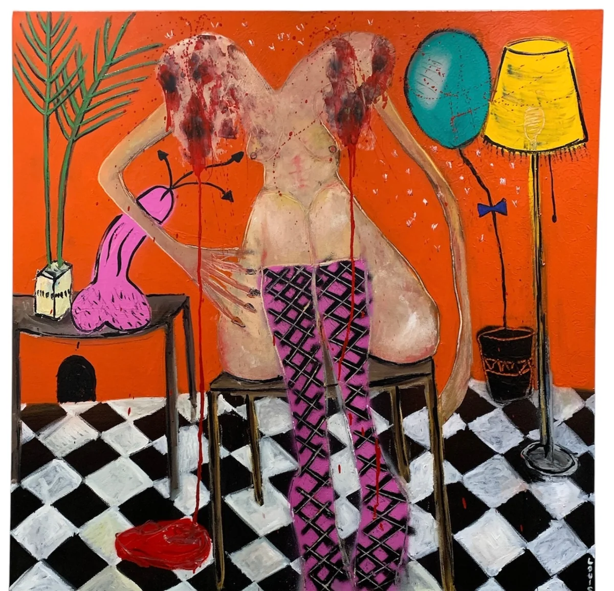 Birthday party - mixed media on canvas