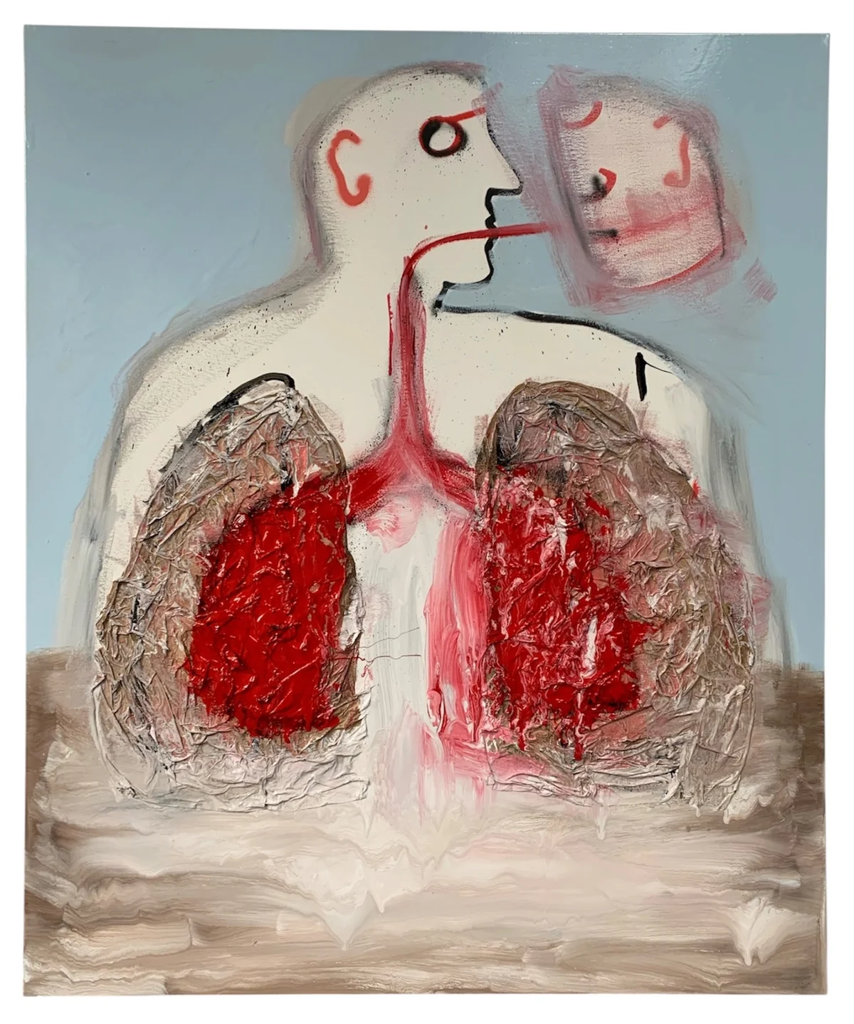 First it attacks the lungs - mixed media on canvas
