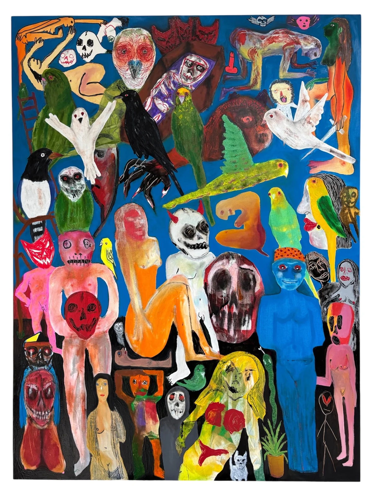 Untitled - mixed media, oil, acrylic, paint pen , metal paint on canvas 91cm by 122cm