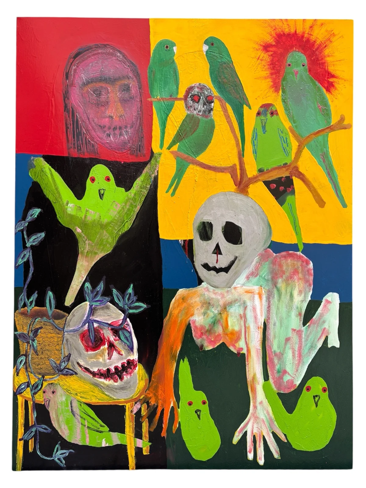 Untitled - mixed media , oil, spray paint , metal paint on canvas 91cm by 122cm
