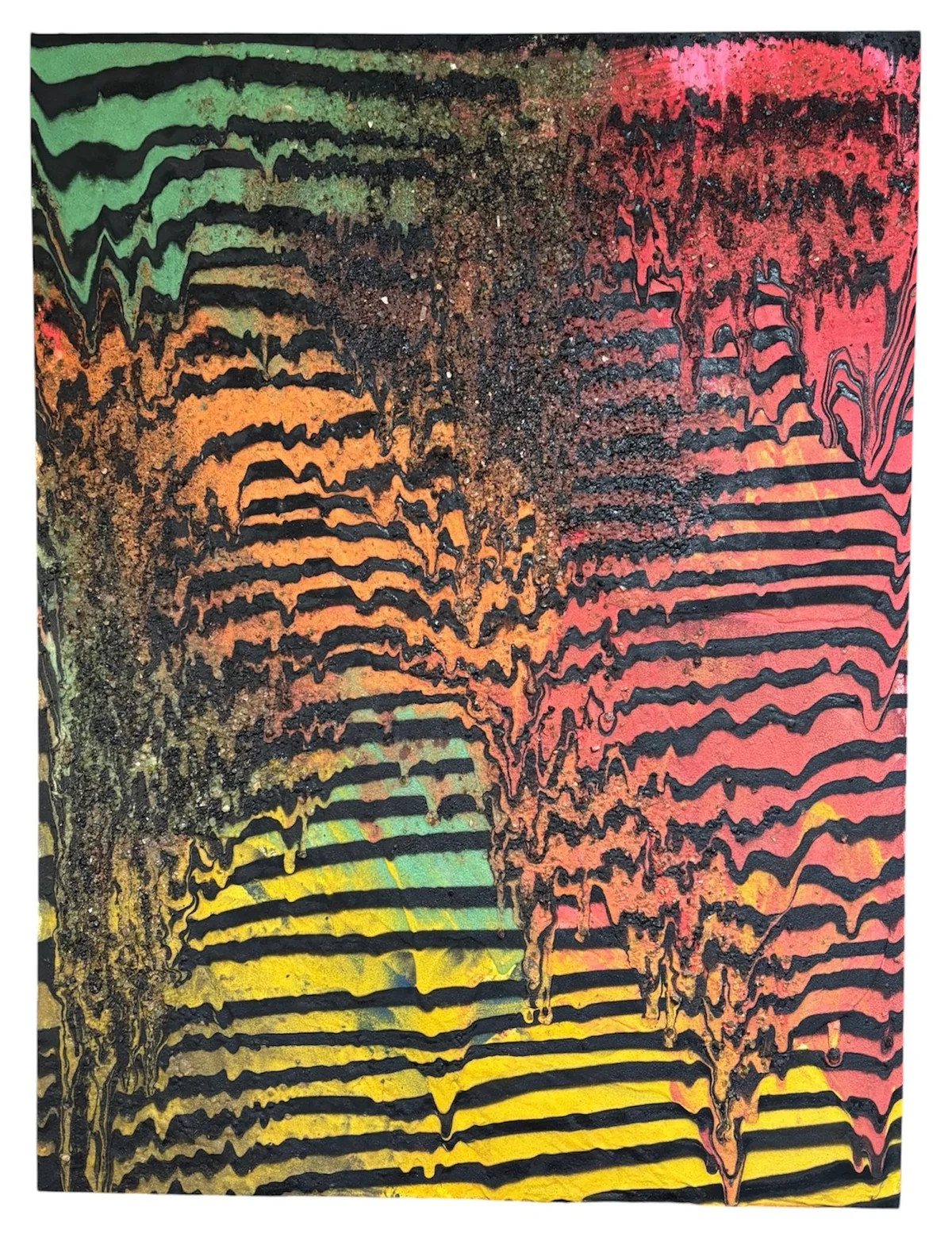 Waves Series- mixed media, sand, recycled glass, spray paint, oil, acrylic on canvas 91cm by 122cm