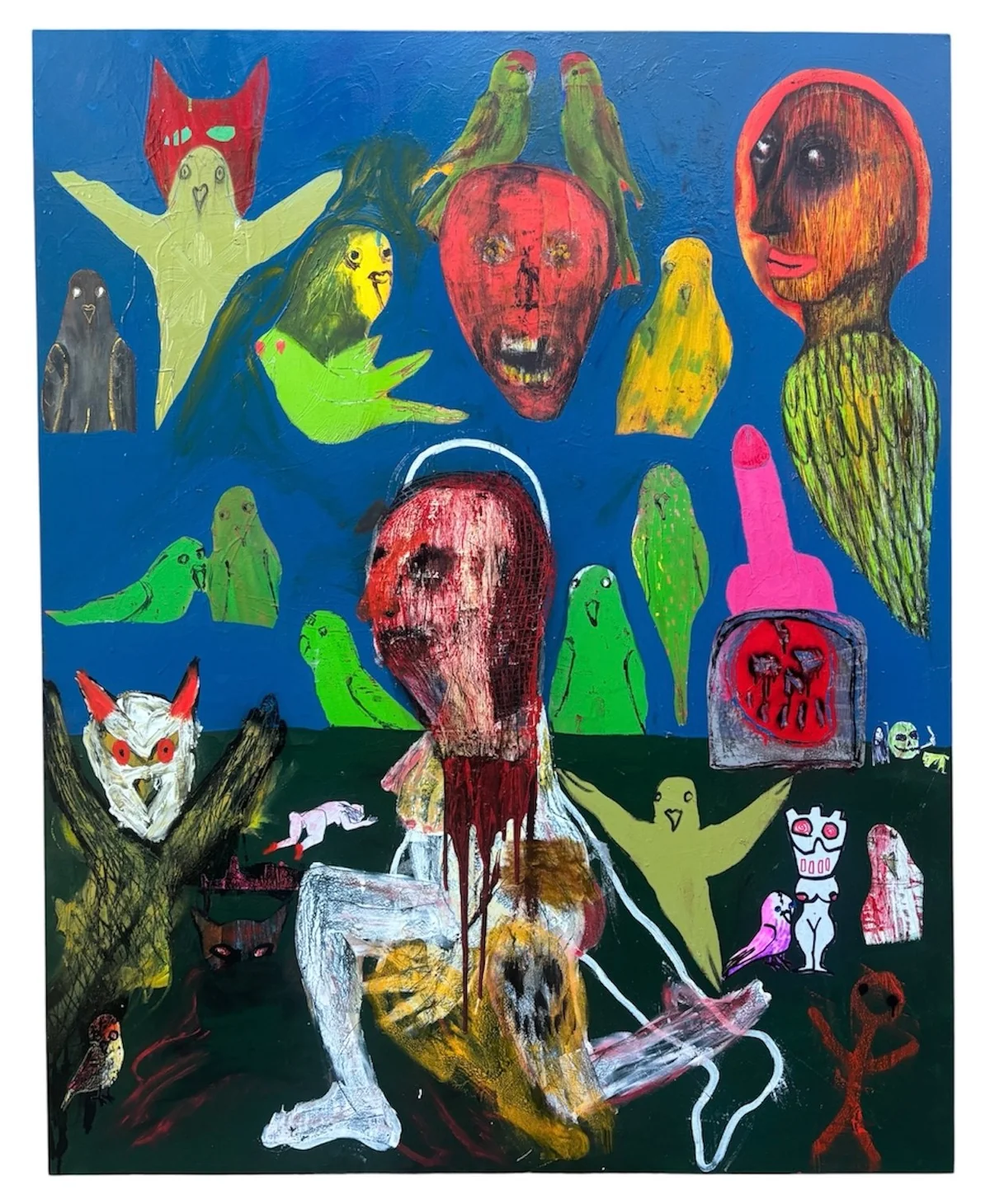 Untitled - mixed media , oil, acrylic, spray paint, metal paint on canvas 122cm by 152cm